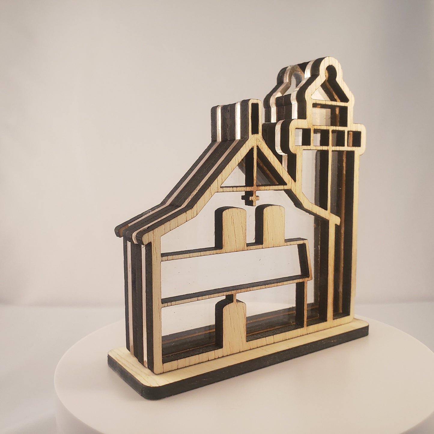 Eagle Bluff Lighthouse Door County Wisconsin Sea Glass Shadowbox Display Single Sided, Window Hanging, Double Sided, LED Night Light, Small