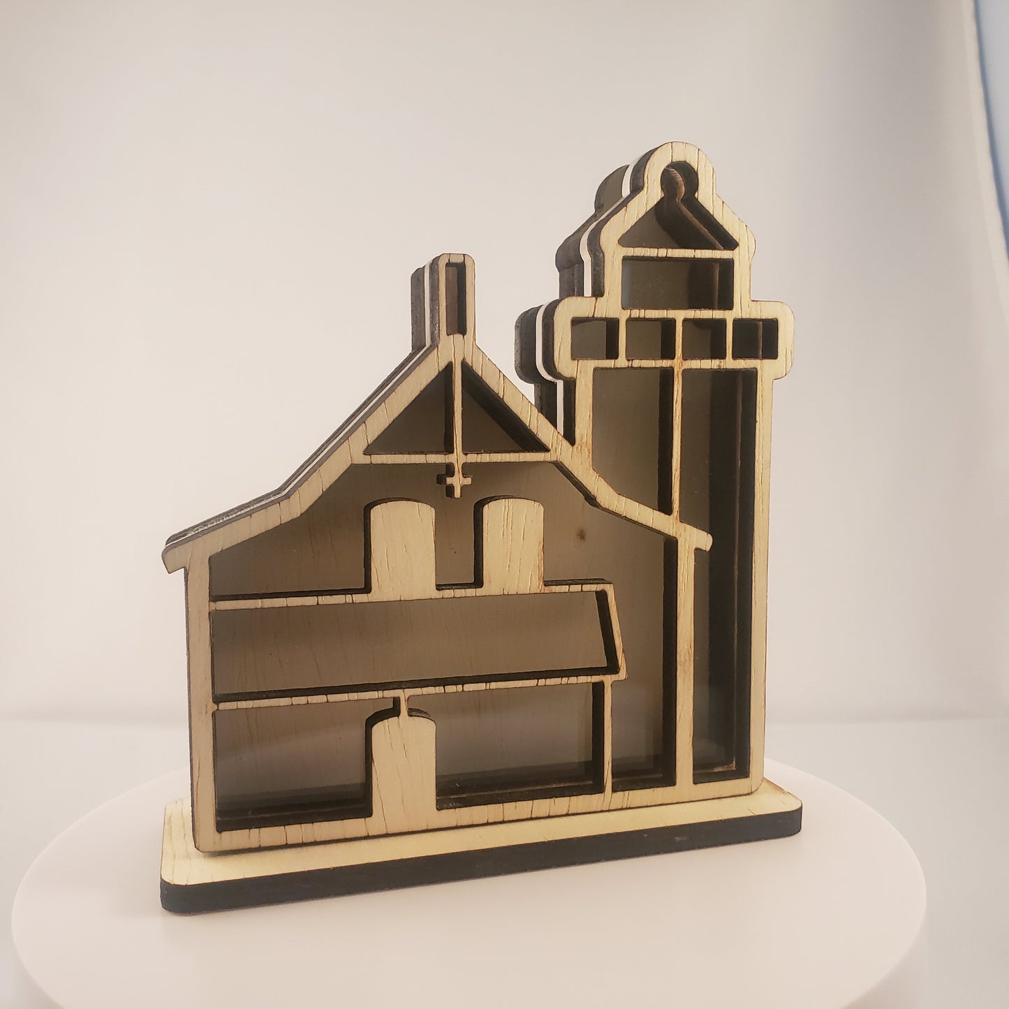 Eagle Bluff Lighthouse Door County Wisconsin Sea Glass Shadowbox Display Single Sided, Window Hanging, Double Sided, LED Night Light, Small