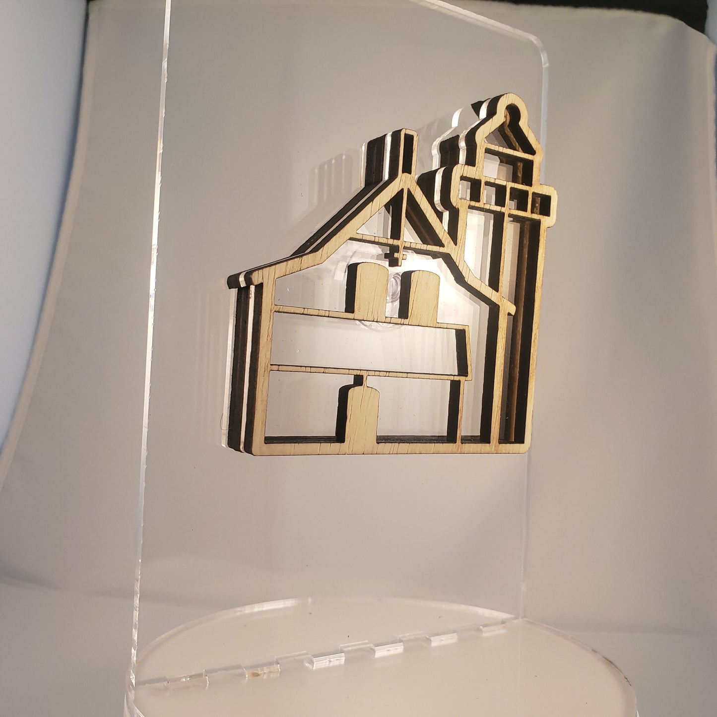 Eagle Bluff Lighthouse Door County Wisconsin Sea Glass Shadowbox Display Single Sided, Window Hanging, Double Sided, LED Night Light, Small