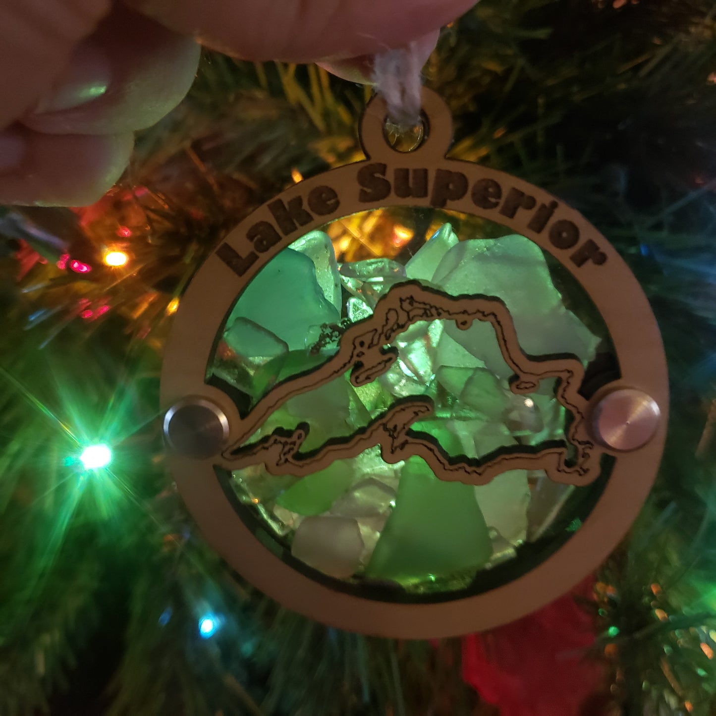 Great Lakes Beach Glass Shadowbox Ornament Set or Individual, Lake Superior, Lake Huron, Lake Michigan, Lake Erie, Lake Huron