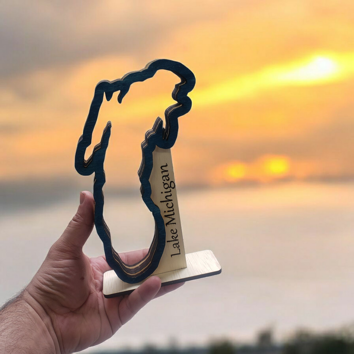 Lake Michigan Sea Glass Shadowbox Display, Single Sided, Double Sided Shelf Sitter, Standard and High Capacity, Medium