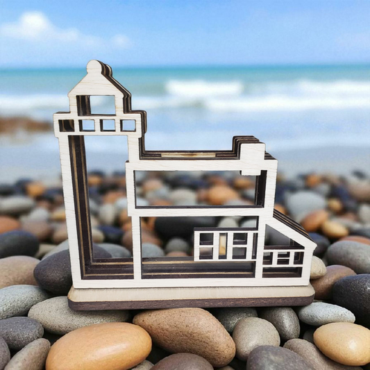 Copper Harbor Lighthouse Keweenaw Michigan Sea Glass Shadowbox Display Single Sided, Window Hanging, Double Sided, LED Night Light, Small