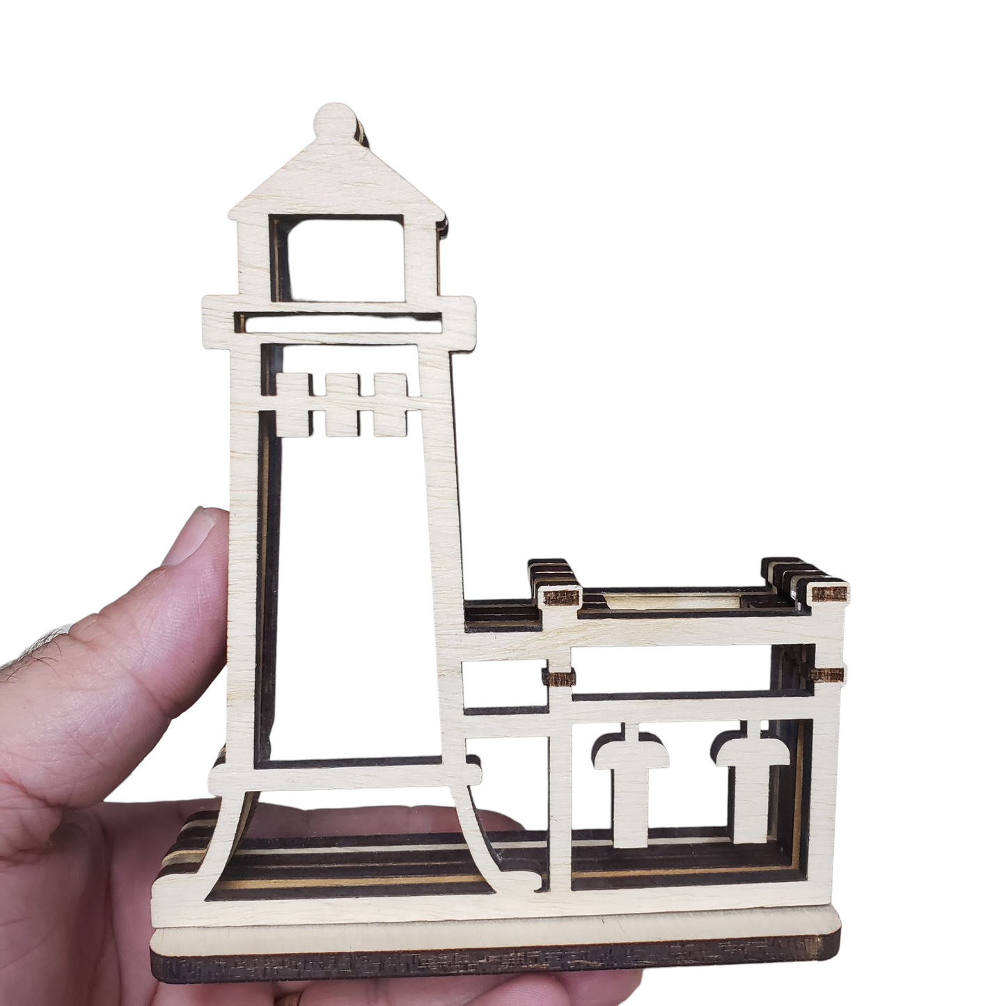North Head Lighthouse Washington Sea Glass Shadowbox Display Single Sided, Window Hanging, Double Sided, LED Night Light, Small