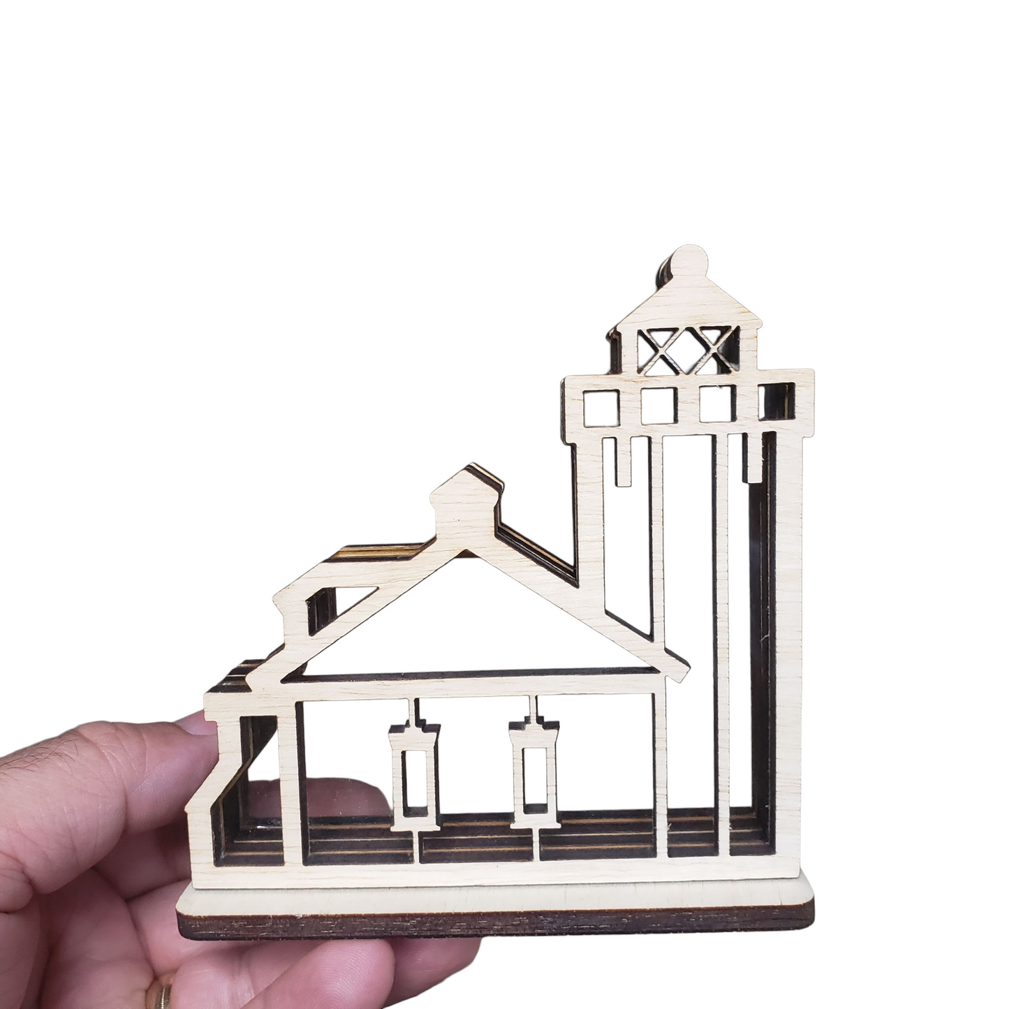 Alki Point Lighthouse Washington Sea Glass Shadowbox Display Single Sided, Window Hanging, Double Sided, LED Night Light, Small