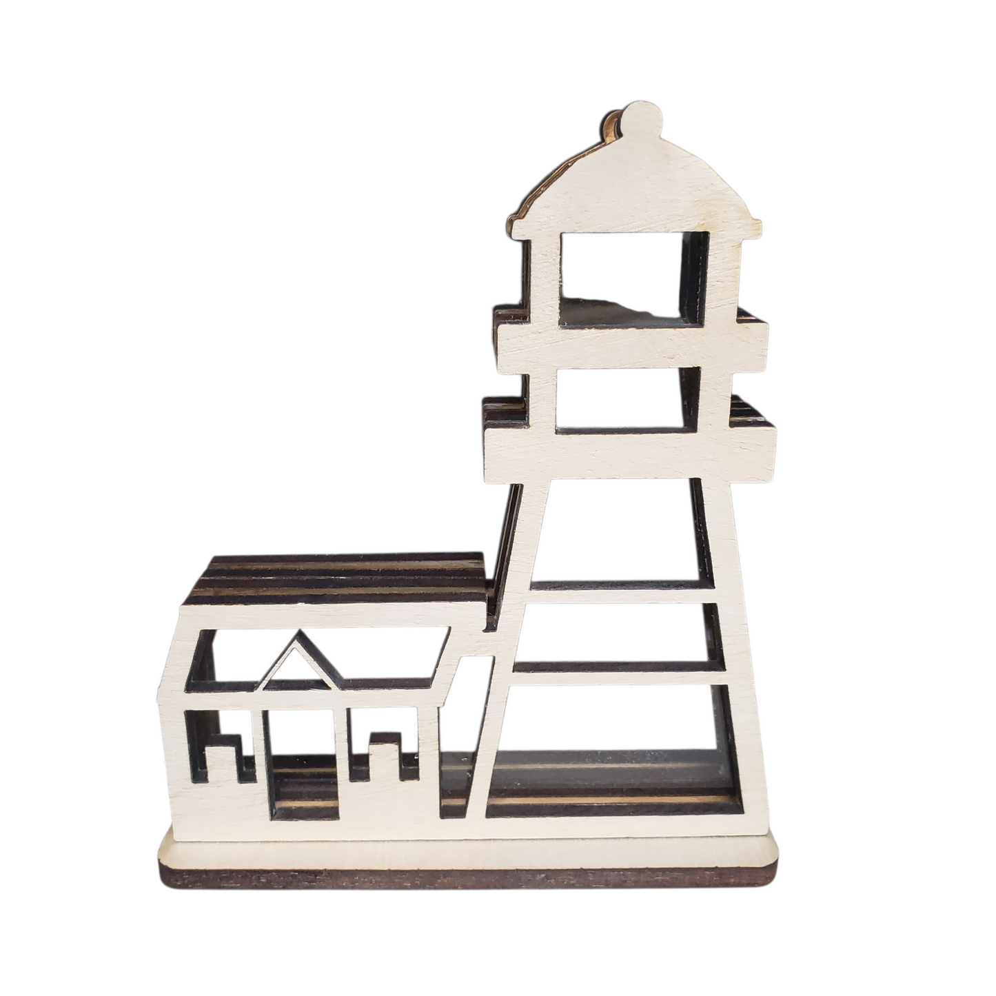 Cape Disappointment Lighthouse Washington Sea Glass Shadowbox Display Single Sided, Window Hanging, Double Sided, LED Night Light, Small