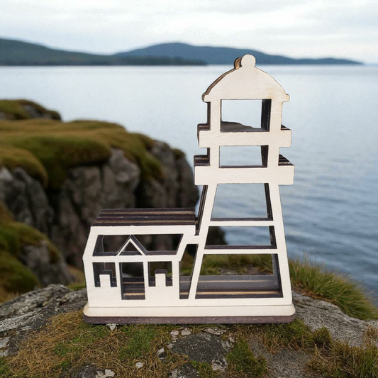 Cape Disappointment Lighthouse Washington Sea Glass Shadowbox Display Single Sided, Window Hanging, Double Sided, LED Night Light, Small