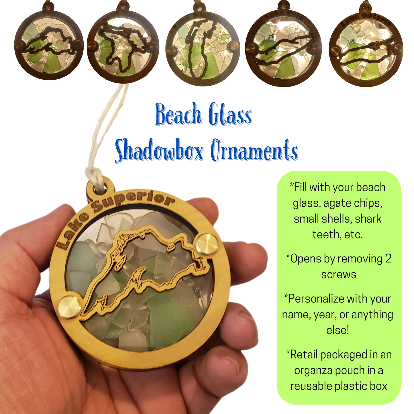 Dragonfly Sea Glass Beach Glass Shadowbox Ornament