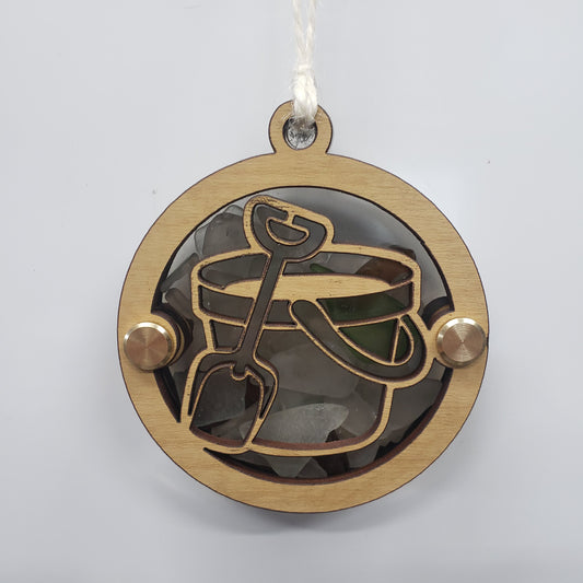 Bucket and Shovel Sea Glass Beach Glass Shadowbox Ornament