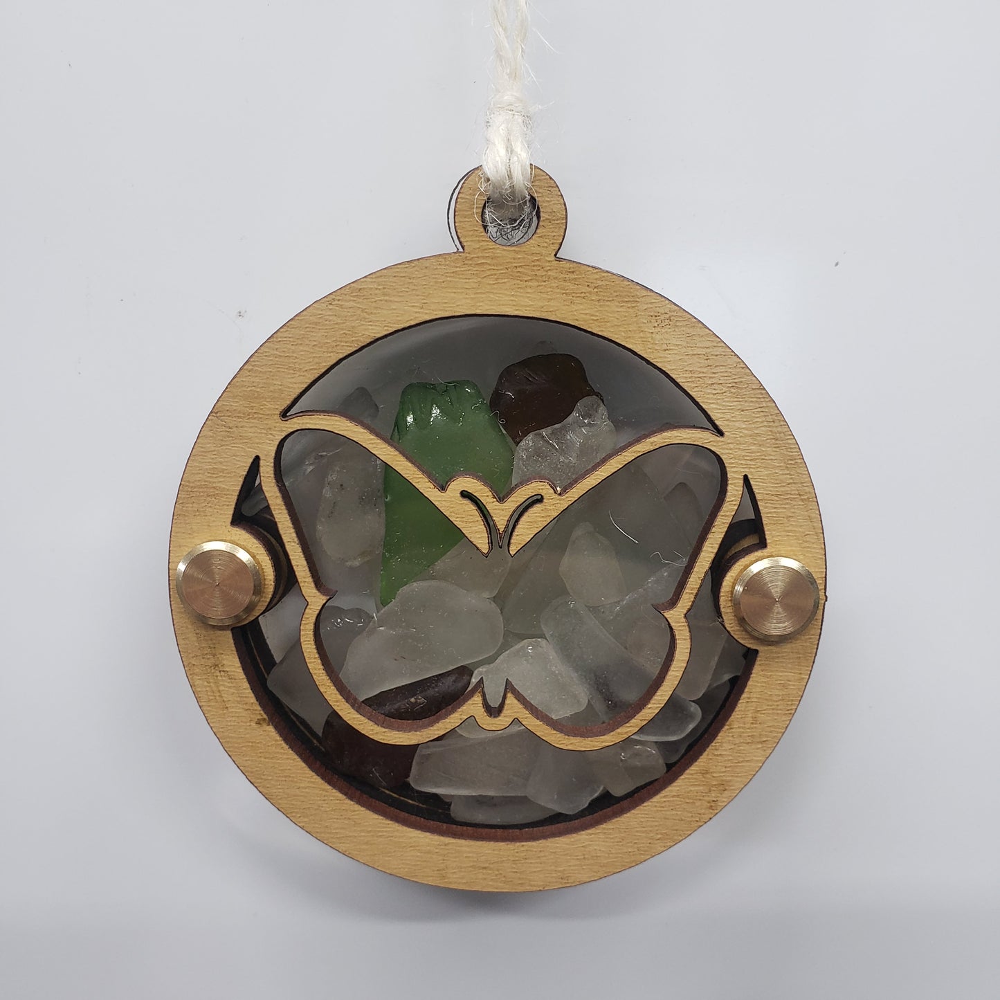Butterfly Sea Glass Beach Glass Shadowbox Ornament