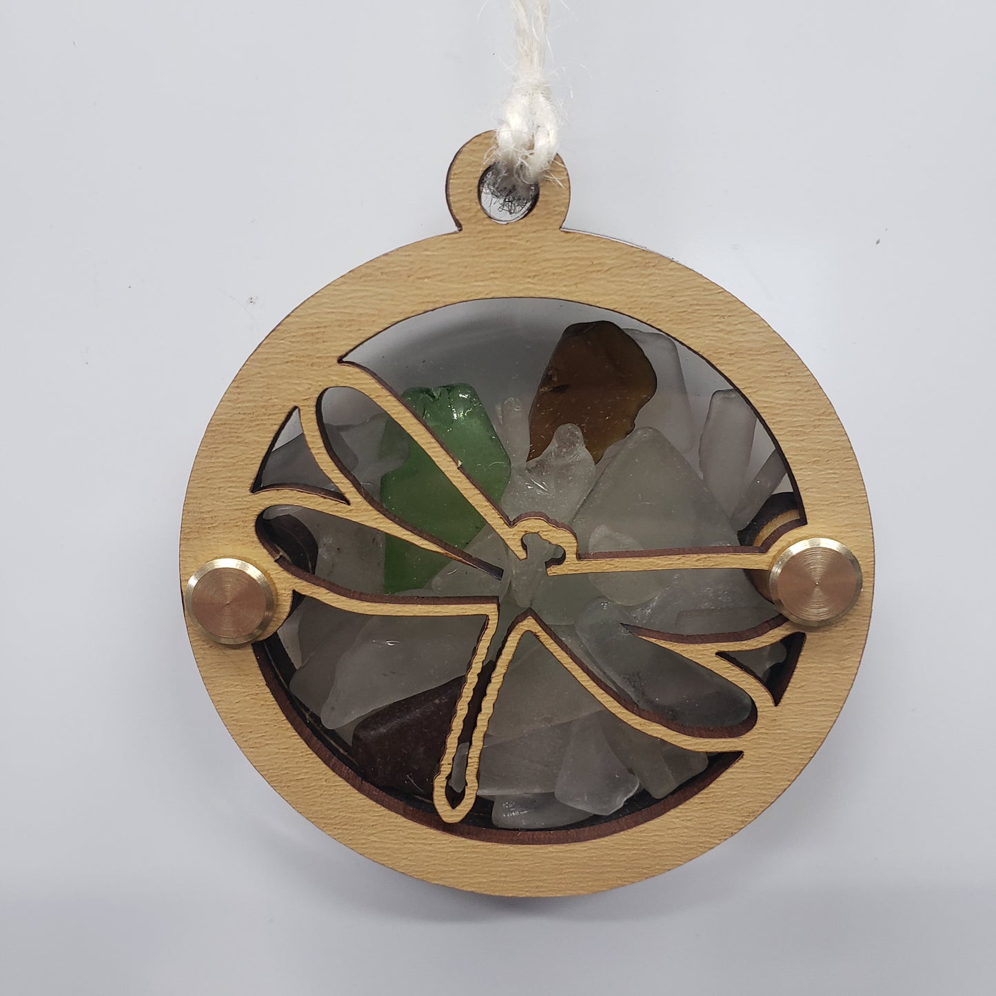Dragonfly Sea Glass Beach Glass Shadowbox Ornament