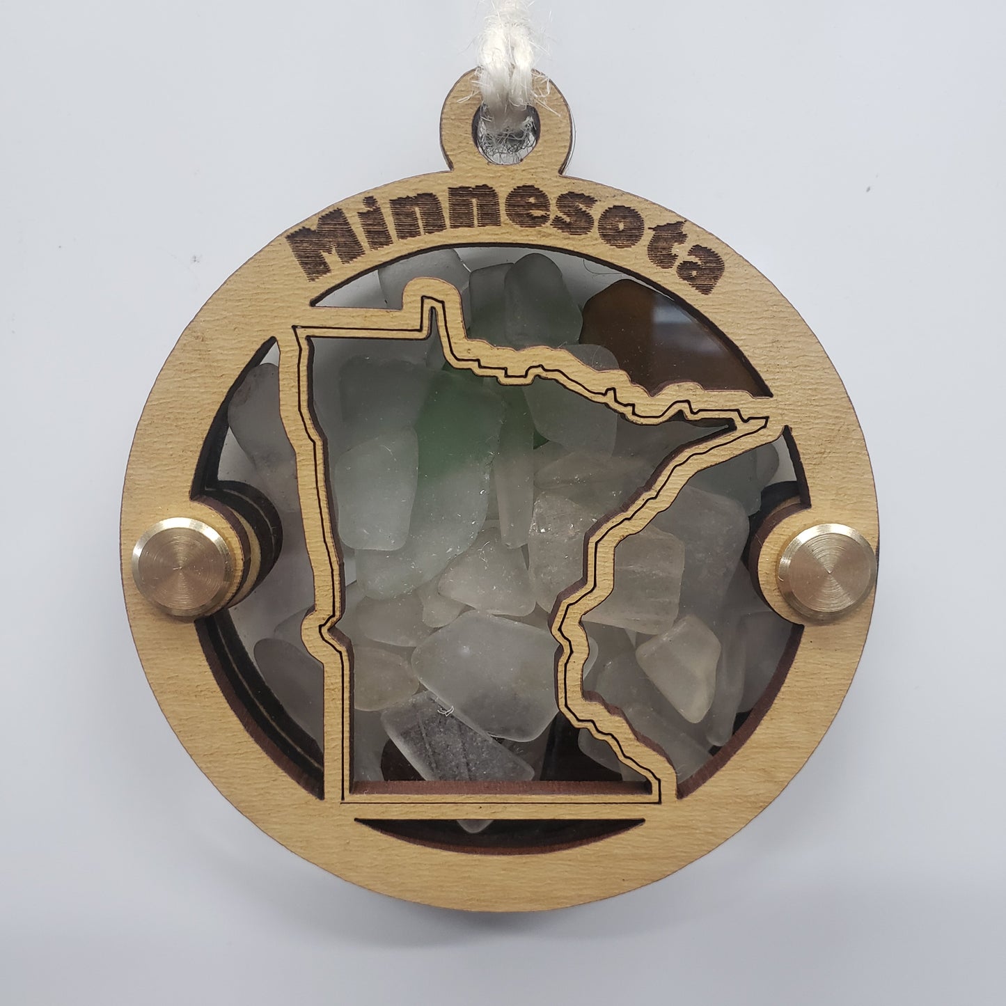 State Outlines Sea Glass Beach Glass Shadowbox Ornament, All 50 US States Outlines