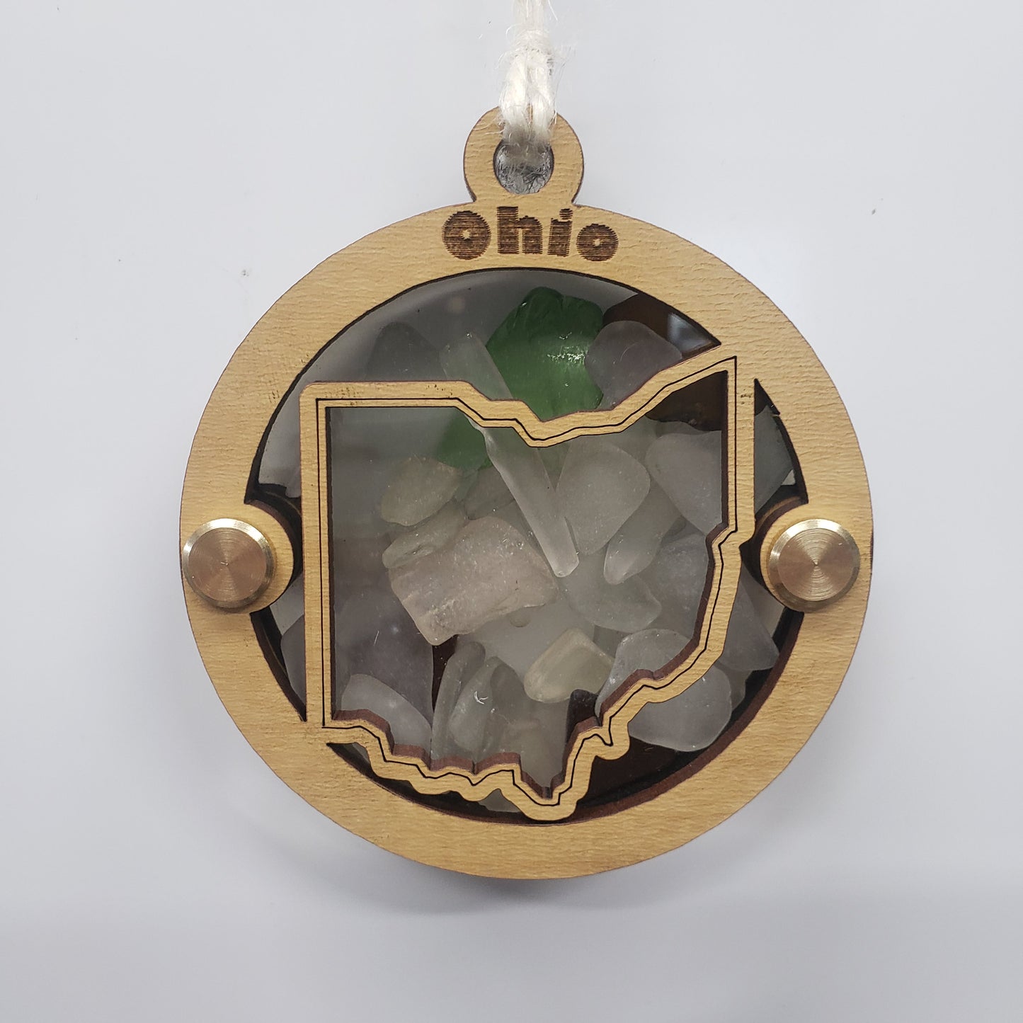 State Outlines Sea Glass Beach Glass Shadowbox Ornament, All 50 US States Outlines