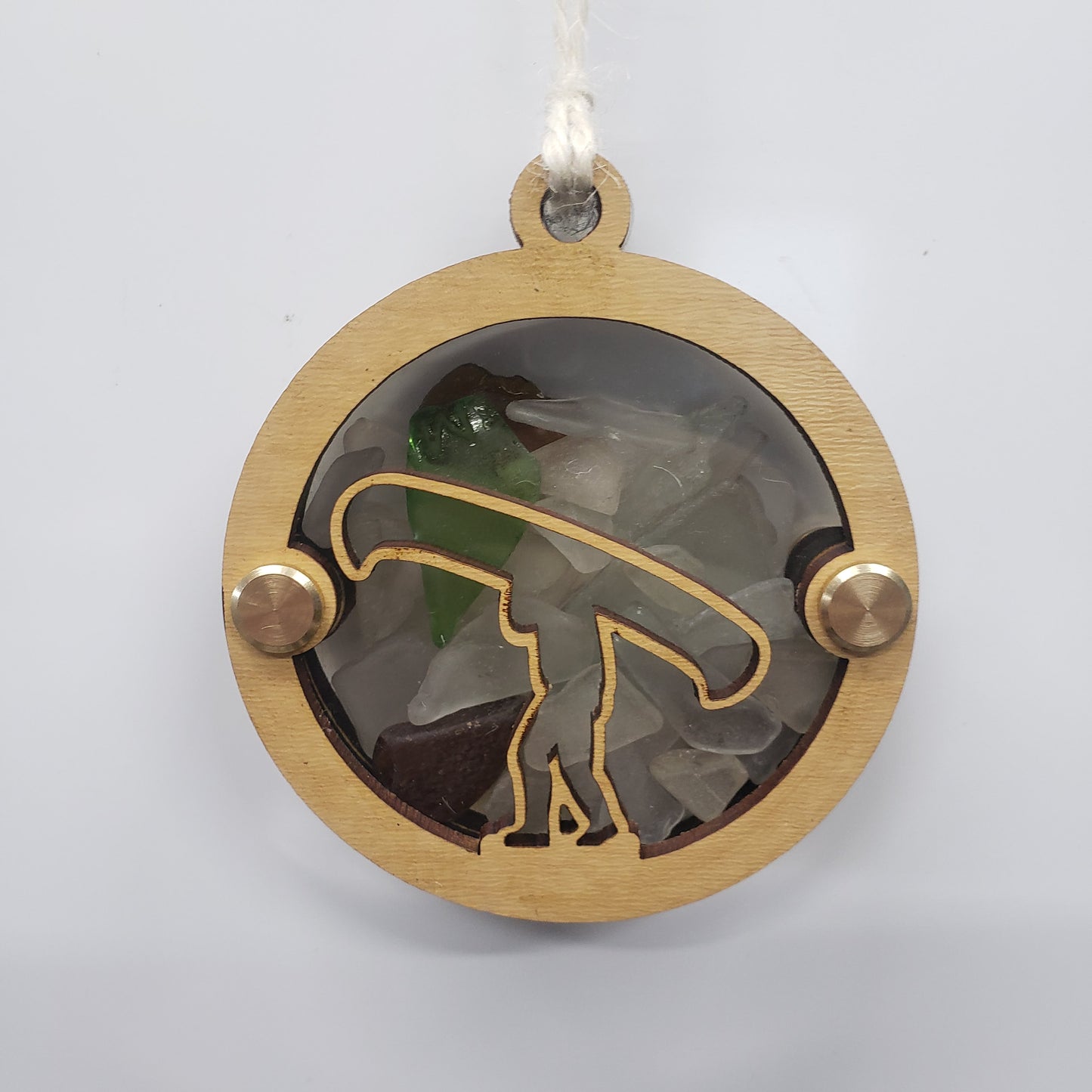 Portage Canoe Sea Glass Beach Glass Shadowbox Ornament
