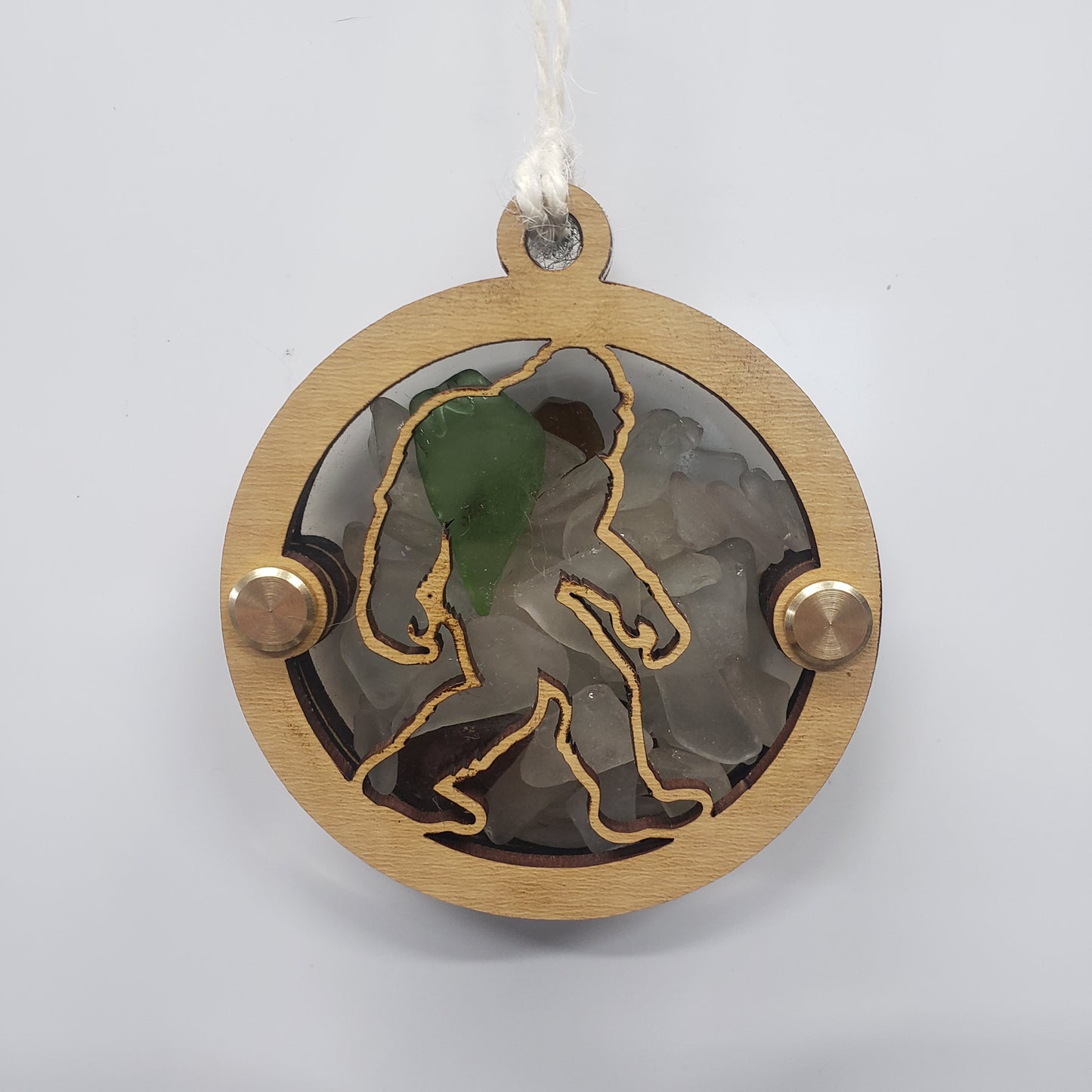Sasquatch Sea Glass Beach Glass Shadowbox Ornament