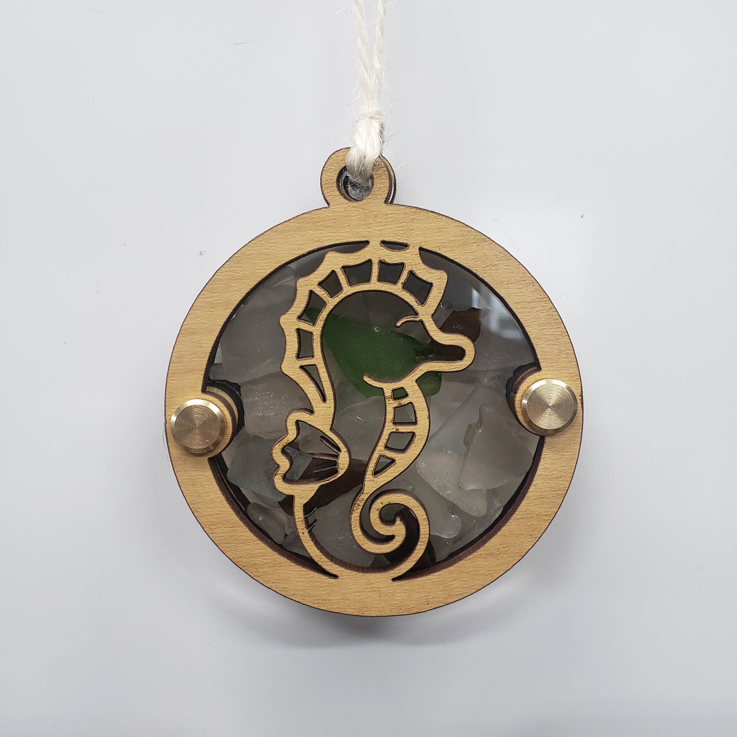 Seahorse Sea Glass Beach Glass Shadowbox Ornament