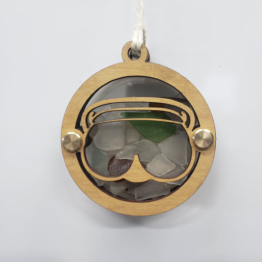 Scuba Goggles, Diving Goggles Sea Glass Beach Glass Shadowbox Ornament
