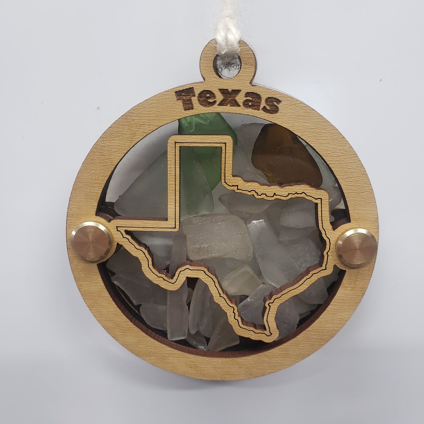 State Outlines Sea Glass Beach Glass Shadowbox Ornament, All 50 US States Outlines