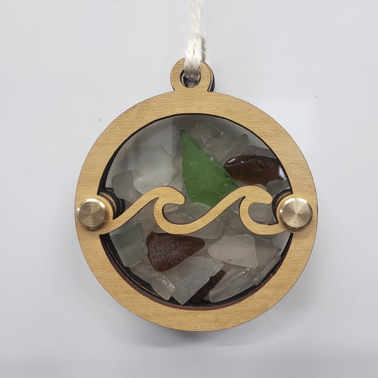 Waves Sea Glass Beach Glass Shadowbox Ornament