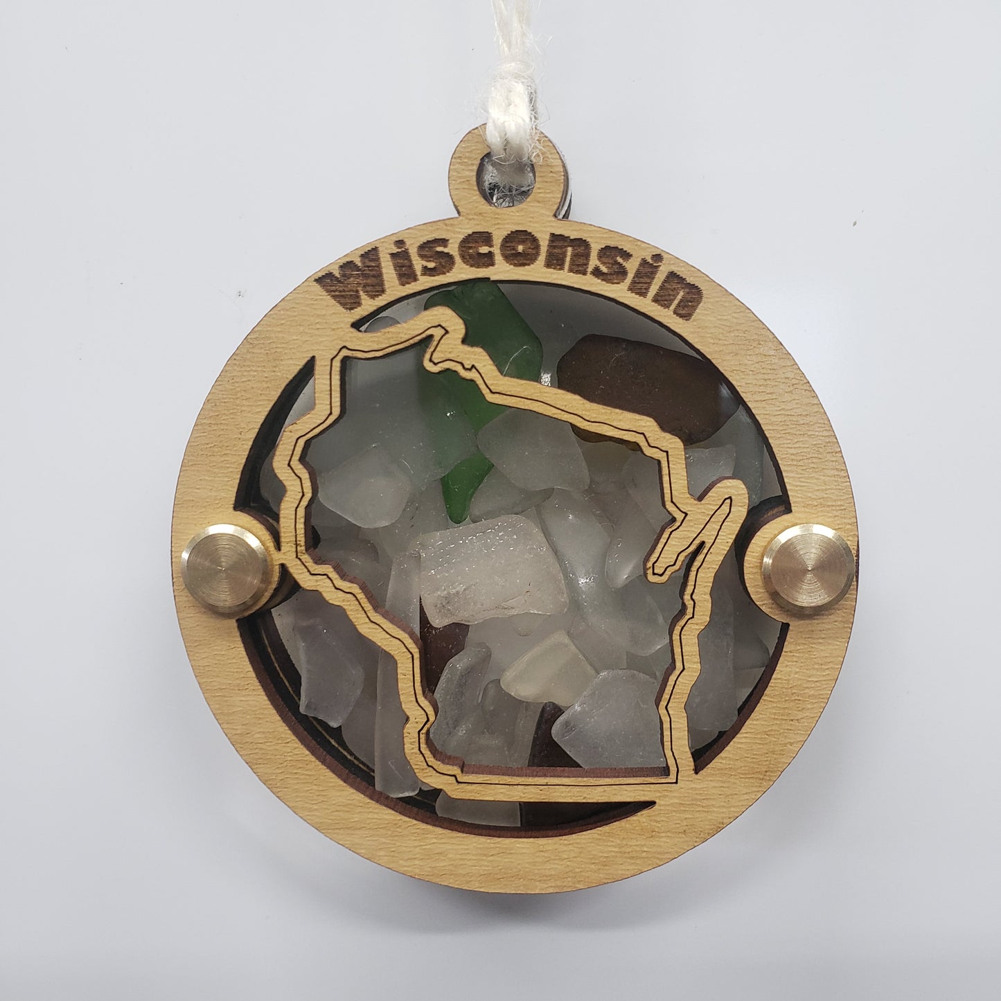 State Outlines Sea Glass Beach Glass Shadowbox Ornament, All 50 US States Outlines