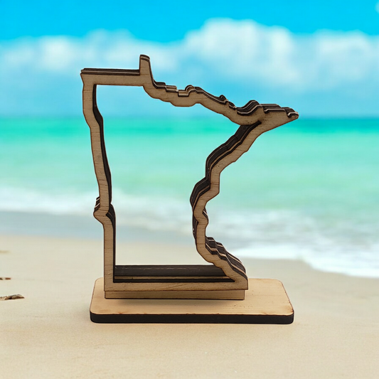 Minnesota Sea Beach Glass Agate Shadowbox Display, Single Sided, Window Hanging, Shine-Through Double Sided Shelf Sitter, LED Light, Small