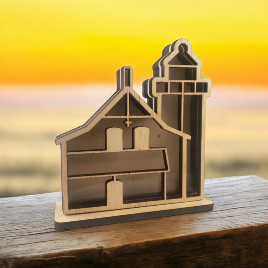 Eagle Bluff Lighthouse Door County Wisconsin Sea Glass Shadowbox Display Single Sided, Window Hanging, Double Sided, LED Night Light, Small