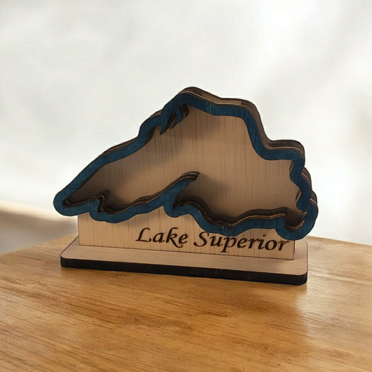 Lake Superior Sea Glass Shadowbox Display, Single Sided, Window Hanging, Double Sided Shelf Sitter, LED Night Light, Small