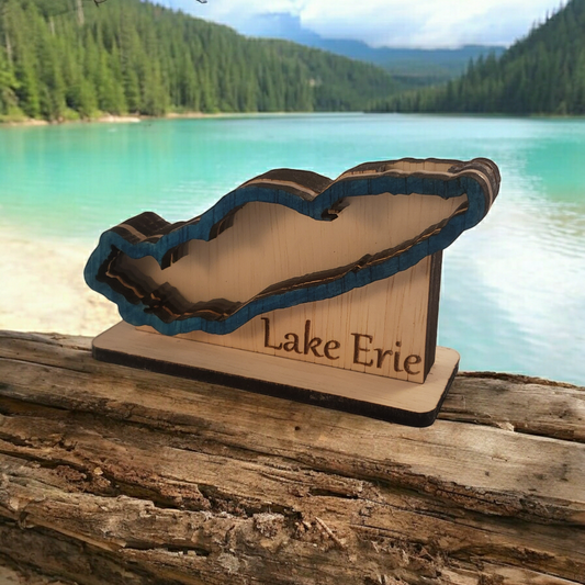 Lake Erie Sea Glass Shadowbox Display Single Sided, Window Hanging, Double Sided Shine-Through Shelf Sitter, LED Night Light, Small