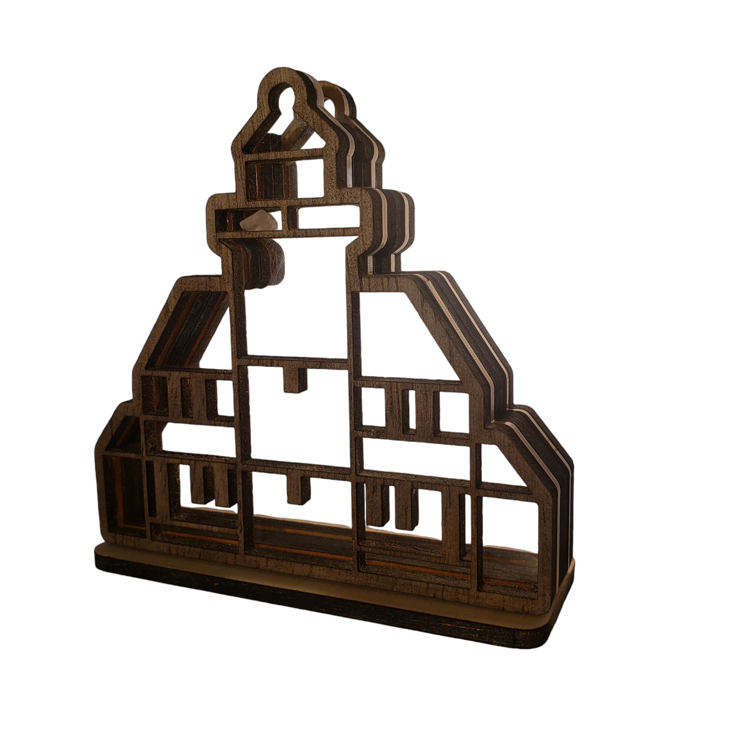 Raspberry Island Lighthouse Apostle Islands Wisconsin Sea Glass Shadowbox Display Single Sided, Window Hanging, Double Sided, LED Light, Small