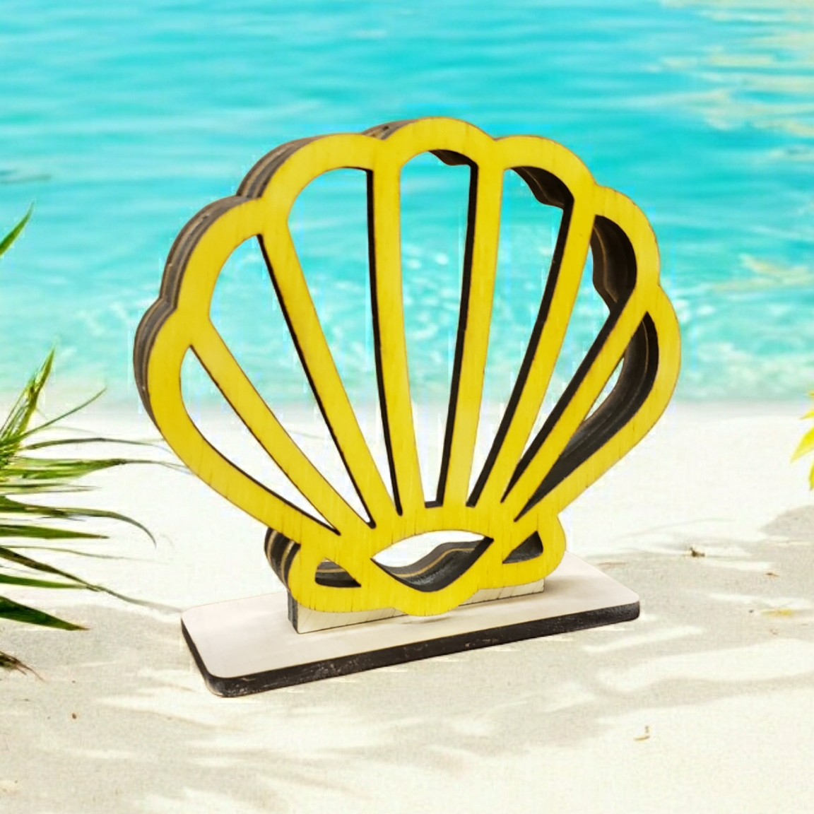 Clam Shell Sea Glass Shadowbox Display, Window Hanging, Double-sided Shine-through Shelf Sitter, LED Light, Small