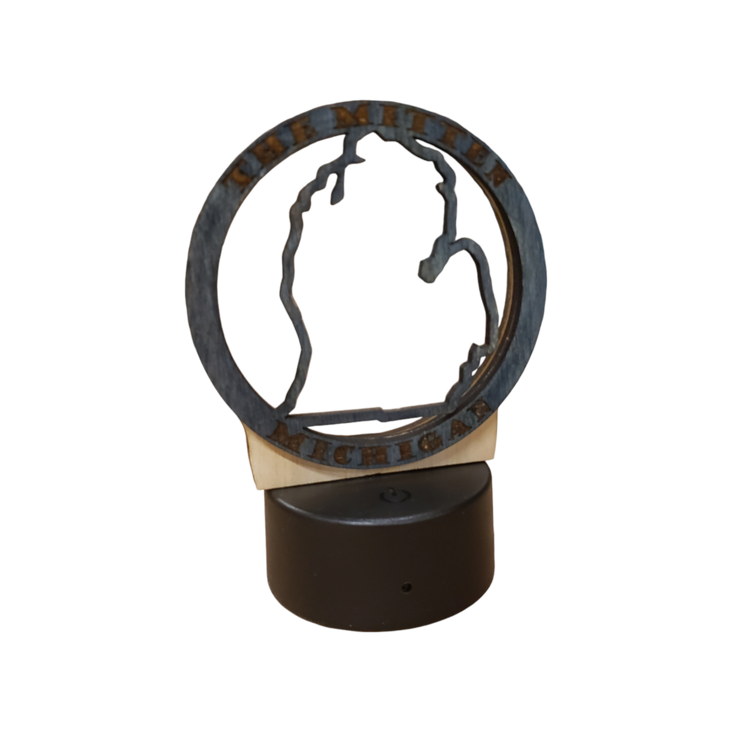 Michigan The Mitten Round Sea Glass Shadowbox Display Single Sided, Window Hanging, Double Sided Shine-through Shelf Sitter,LED Light, Small