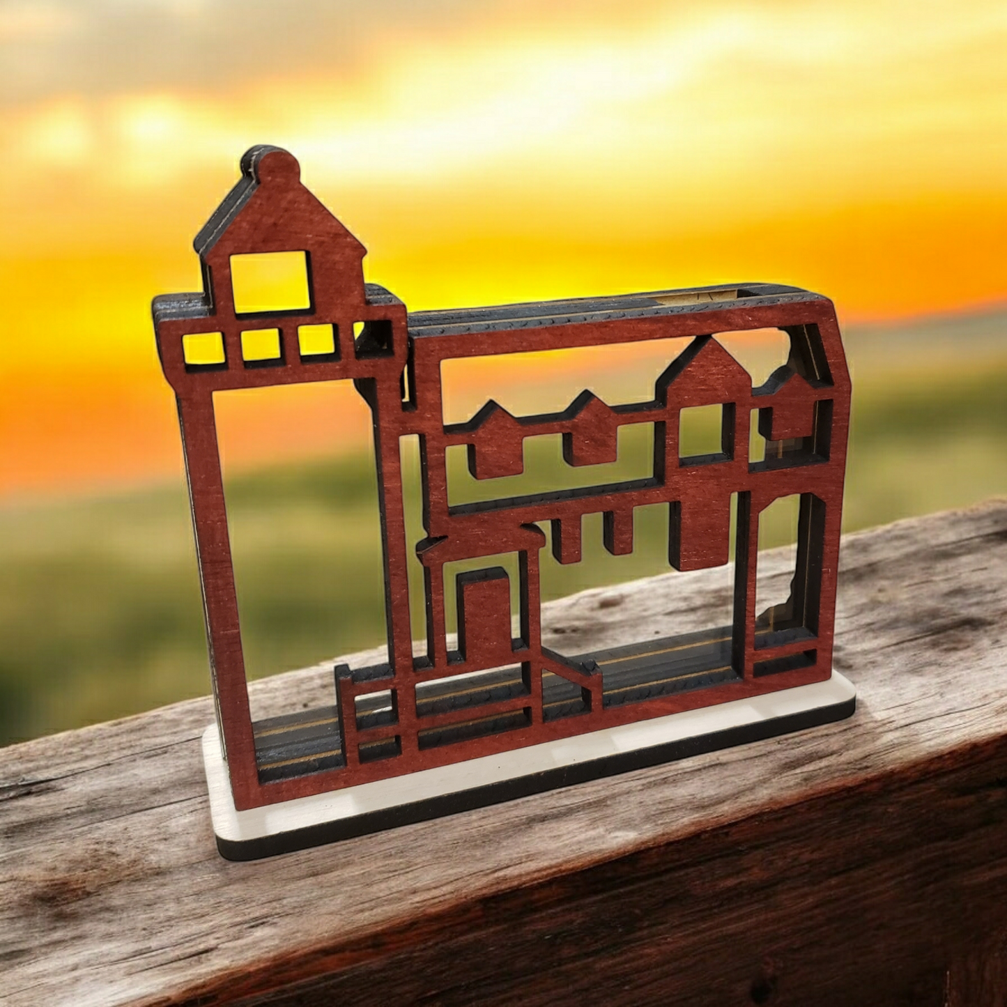 Point Betsie Lighthouse Sea Glass Shadowbox Display Single Sided, Window Hanging, Double Sided Shine-through Shelf Sitter, LED Light, Small