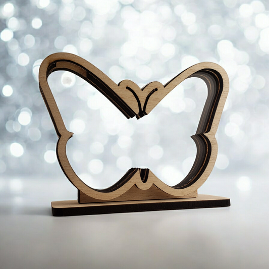 Butterfly Sea Glass Shadowbox Display Single Sided, Window Hanging, Double Sided, LED Night Light, Small