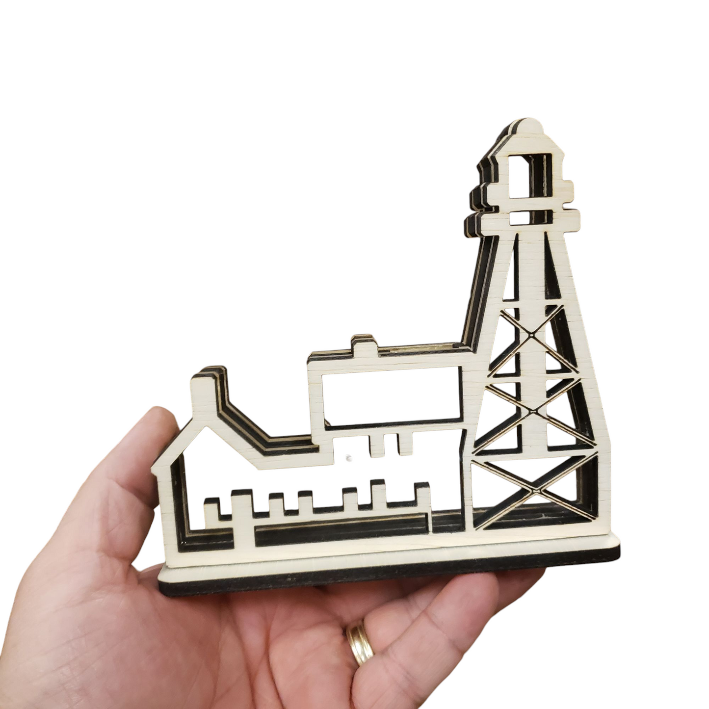 Whitefish Point Lighthouse Sea Glass Shadowbox Display Single Sided, Window Hanging, Double Sided Shine-through Shelf Sitter, LED Light, Small