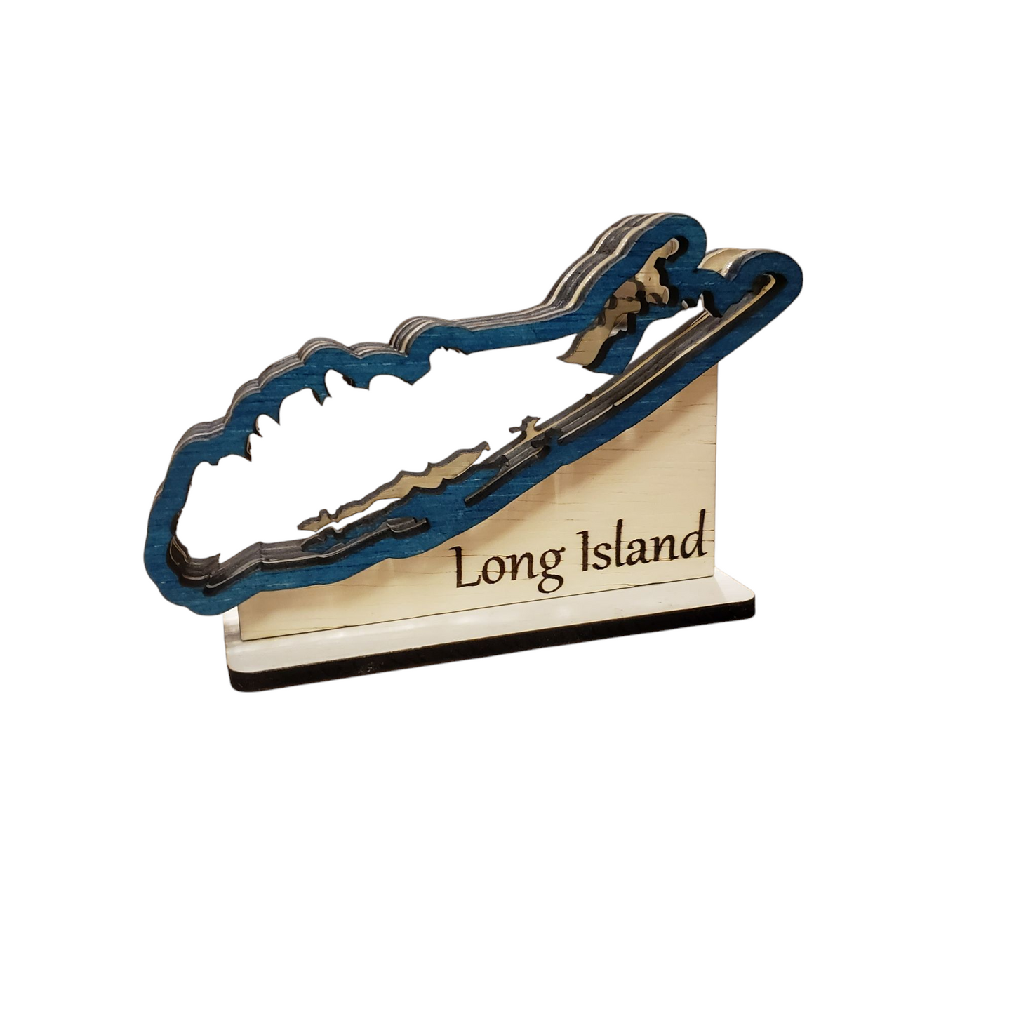 Long Island New York Sea Glass Shadowbox Display Single Sided, Window Hanging, Double Sided Shine-through Shelf Sitter, LED Light, Small