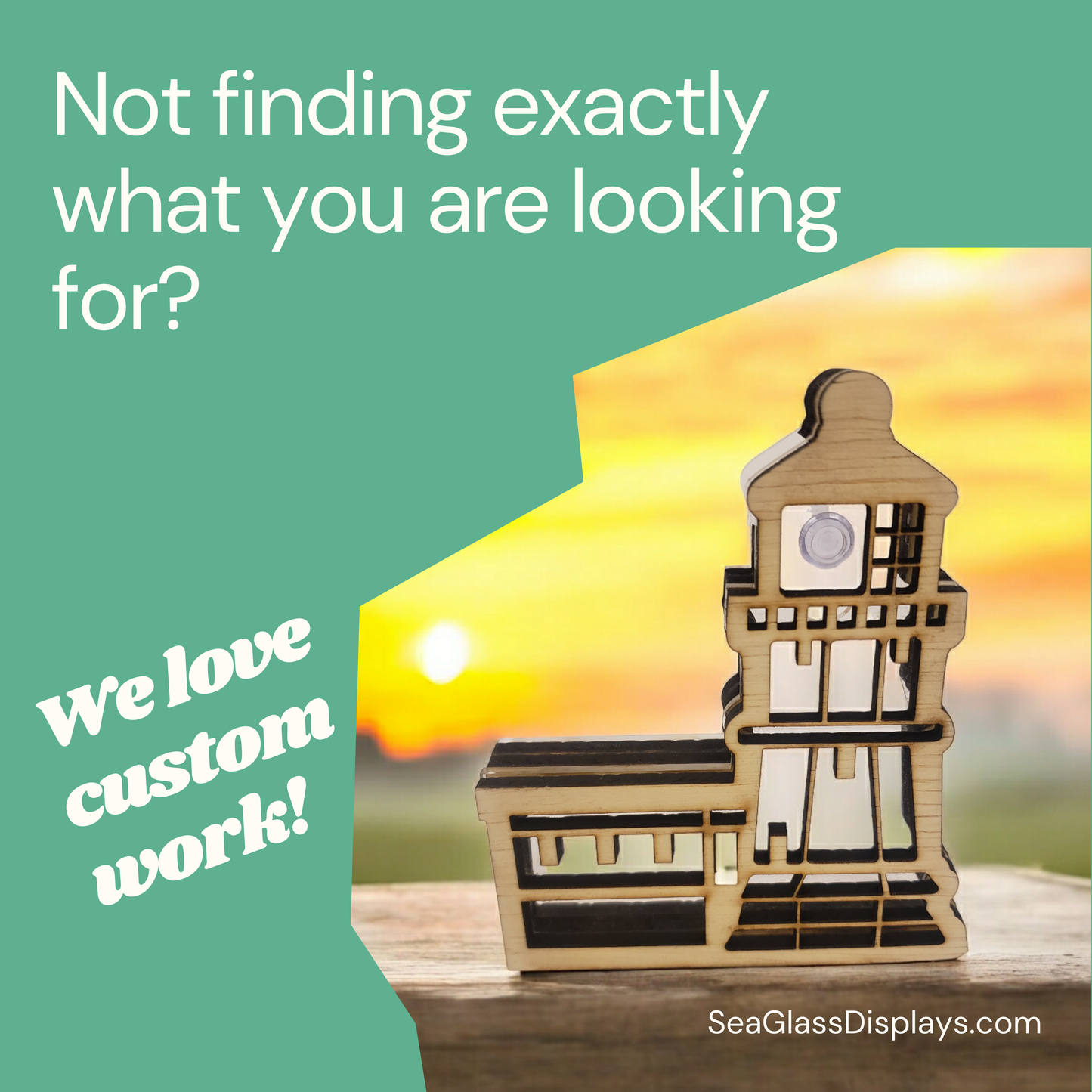 Shark Tooth Megalodon Tooth Sea Glass Shadowbox Display Single Sided, Window Hanging, Double Sided Shelf Sitter, LED Light, Small