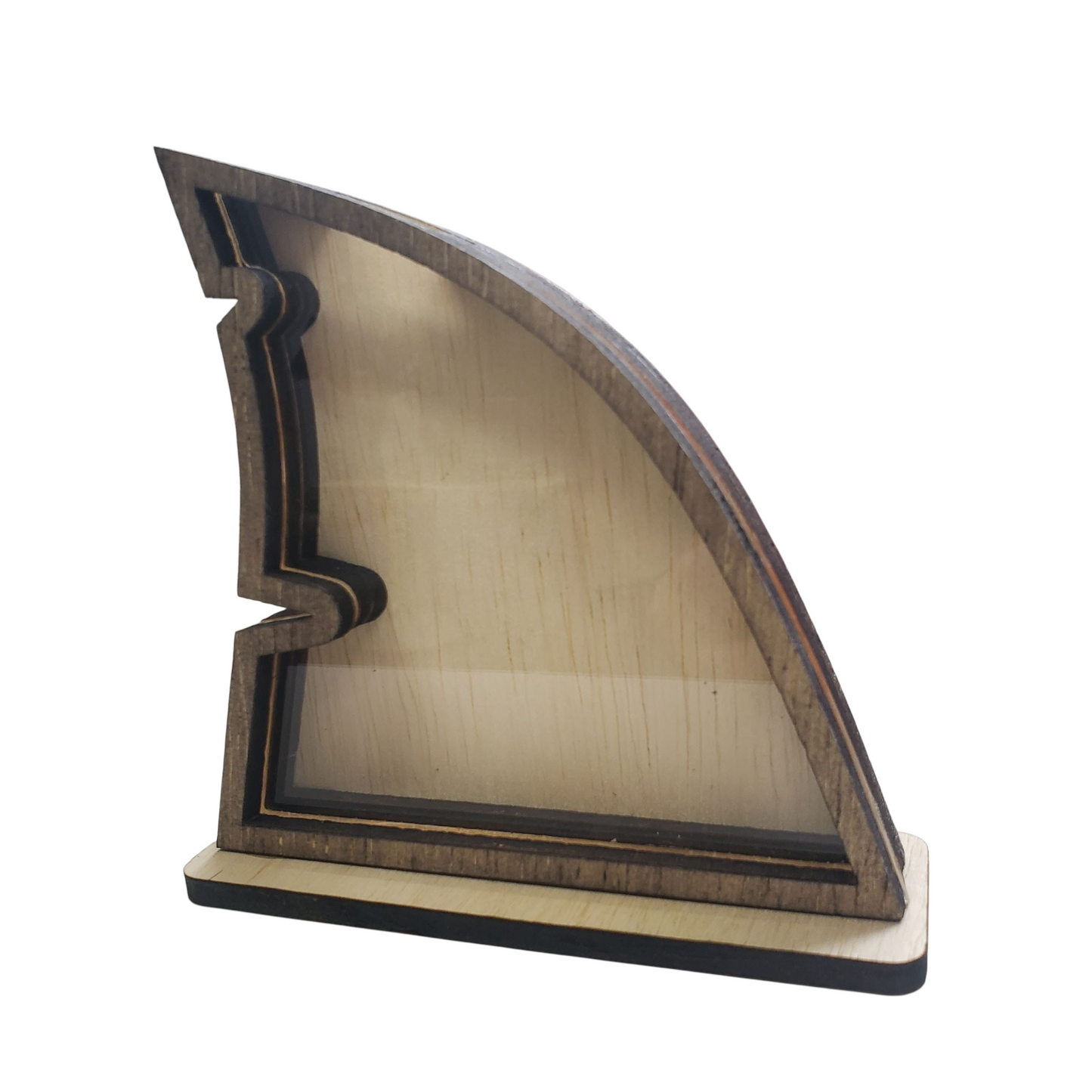 Shark Fin Sea Glass Shadowbox Display Single Sided, Window Hanging, Double Sided Shelf Sitter, LED Light, Small