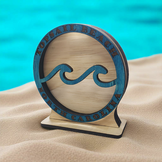 Wave Sea Glass Shadowbox Display Single Sided, Window Hanging, Double Sided Shine-through Shelf Sitter, LED Light, Small
