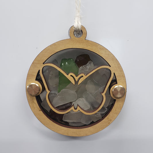 Butterfly Sea Glass Beach Glass Shadowbox Ornament