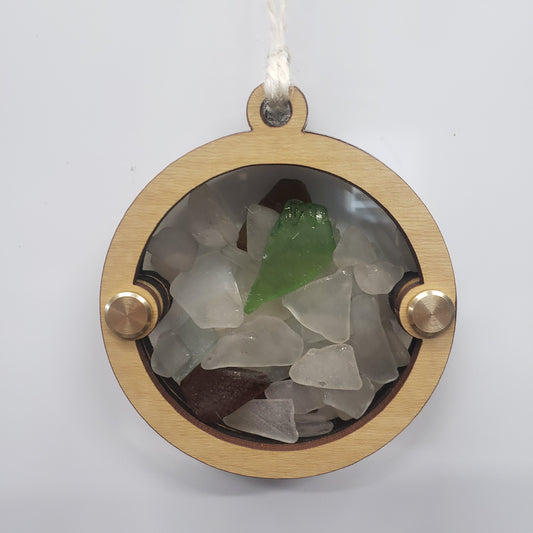 Circle Sea Glass Beach Glass Shadowbox Ornament