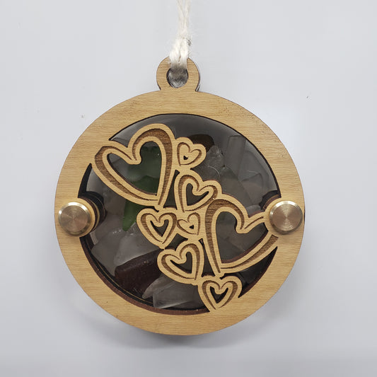 Hearts Sea Glass Beach Glass Shadowbox Ornament