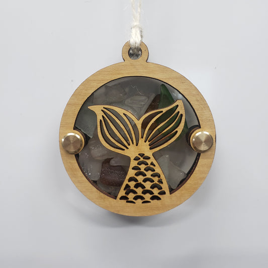 Mermaid Tail Sea Glass Beach Glass Shadowbox Ornament