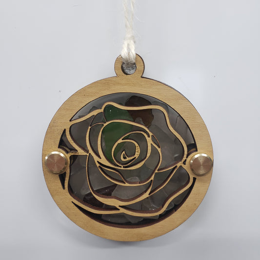 Rose Sea Glass Beach Glass Shadowbox Ornament