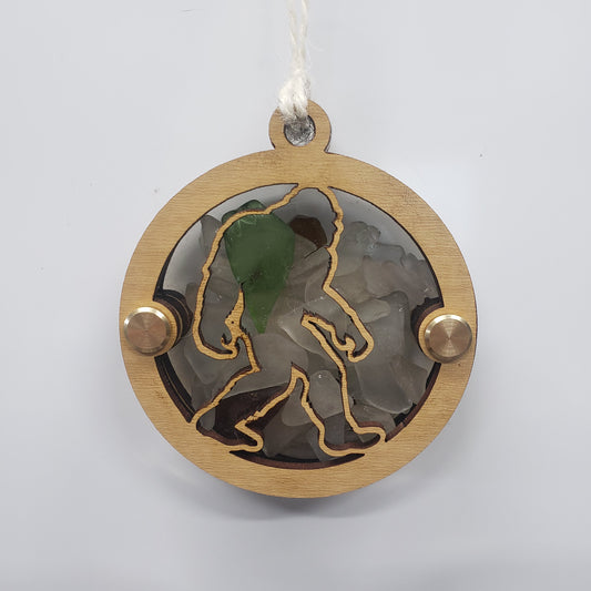 Sasquatch Sea Glass Beach Glass Shadowbox Ornament