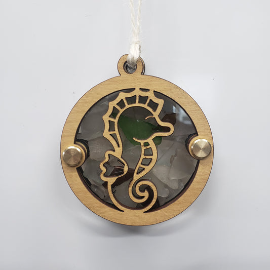 Seahorse Sea Glass Beach Glass Shadowbox Ornament