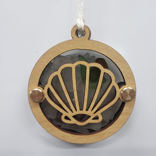 Sea Shell Clam Shell Sea Glass Beach Glass Shadowbox Ornament
