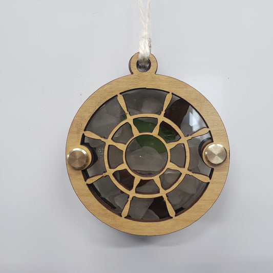Ship's Wheel Sea Glass Beach Glass Shadowbox Ornament