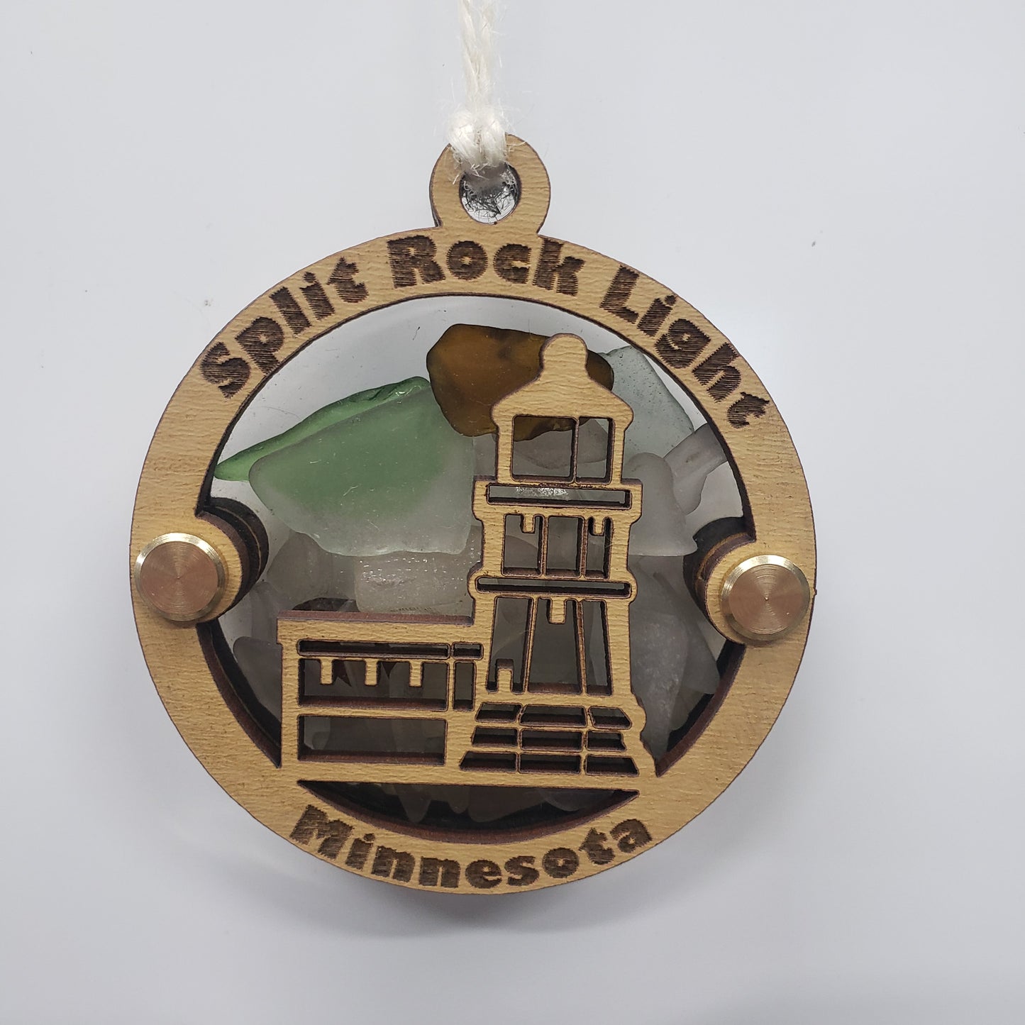 Split Rock Lighthouse Beach Glass Shadowbox Ornament, North Shore, MN